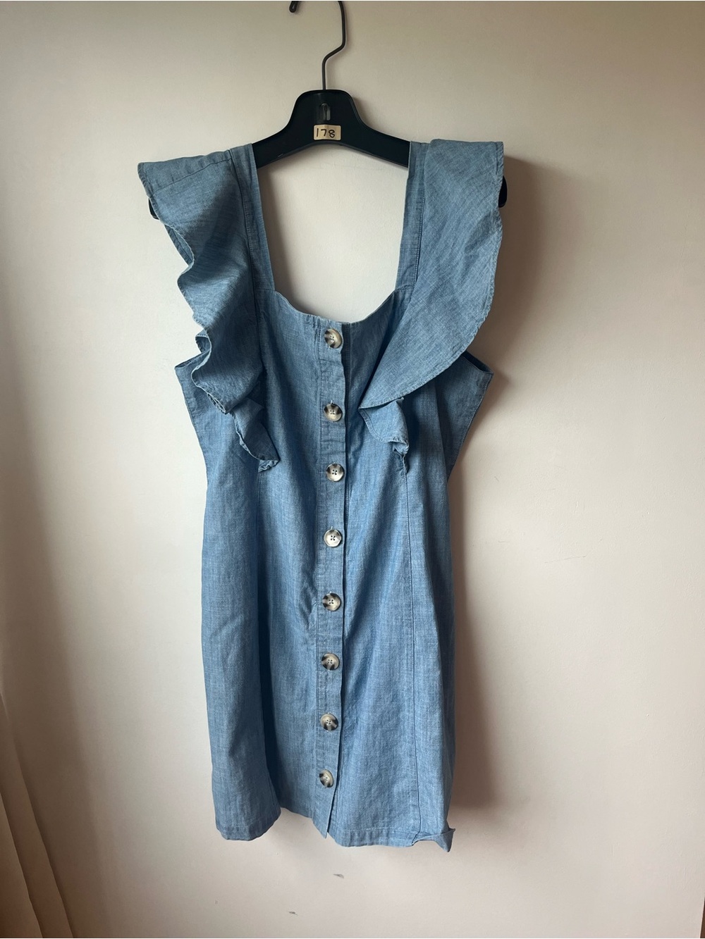 Topshop Light Blue Ruffle Button-Down Dress